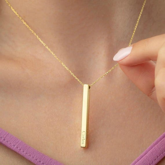 Personalized Bar Necklace – 925 Sterling Silver Custom Name Gift for Her