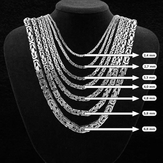 Sterling Silver Square Byzantine Chain Necklace – Multiple Lengths & Widths