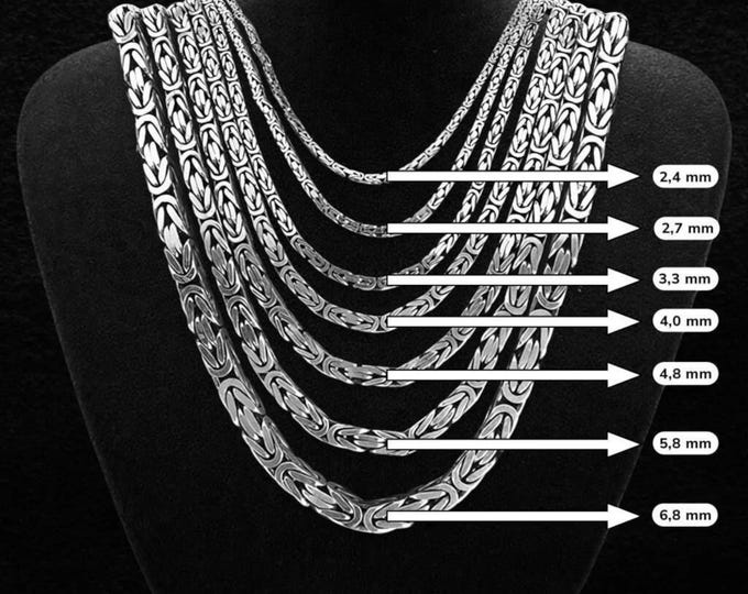 Featured listing image: Sterling Silver Square Byzantine Chain Necklace – Multiple Lengths & Widths