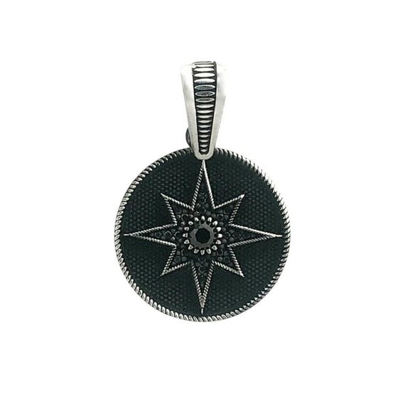 925 Sterling Silver Pendant with Black Stone & North Star Design – 5.35 g