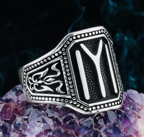 925 Sterling Silver Men’s Ring with Kayı Tribe IYI Symbol – 11.4 g