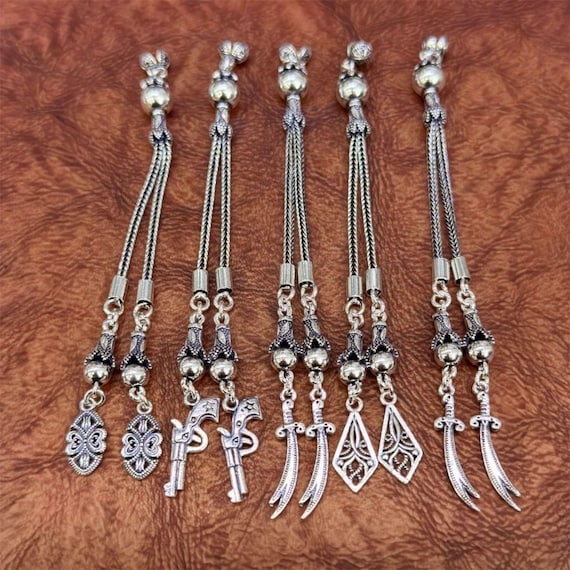 925 Sterling Silver Tasbih Tassel – Handmade Chain Tassel with Multiple Design Options