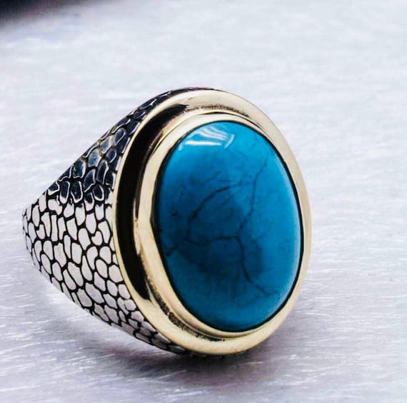 925 Sterling Silver Men’s Ring with Turquoise Stone