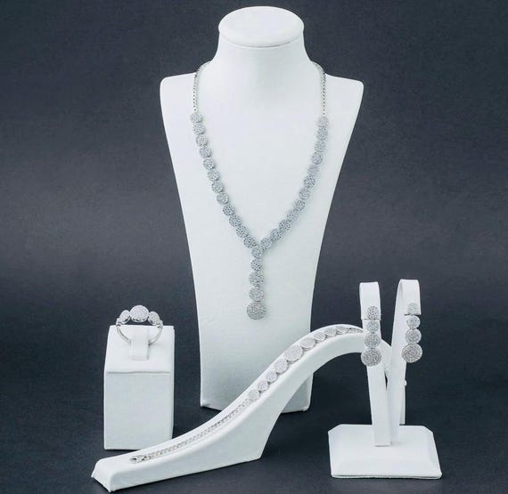 925 Sterling Silver Round Zircon Jewelry Set – 45 cm