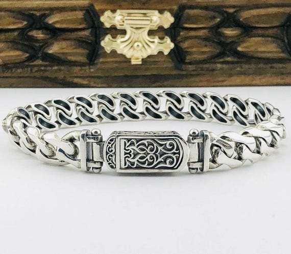 925 Sterling Silver Handmade Chain Men’s Bracelet – 33 g
