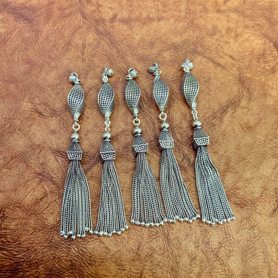 925 Sterling Silver Handmade Filigree Tassel Multi-Chain Ottoman Style Silver Tasbih Accessory