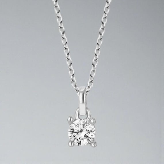 925 Sterling Silver Solitaire Stone Pendant Necklace – Minimal Dainty Women’s Jewelry