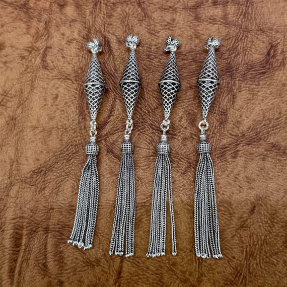 925 Sterling Silver Handmade Filigree Cone Misbaha Tassel