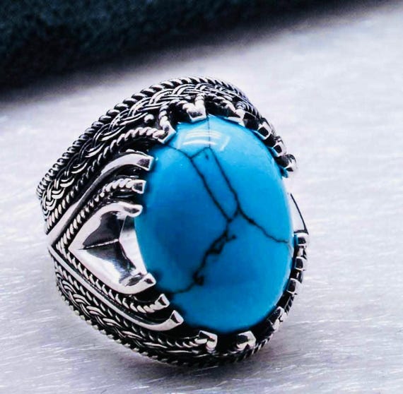 925 Sterling Silver Men’s Ring with Turquoise Stone