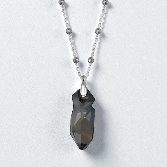 925 Sterling Silver Chain Crystal Drop Necklace