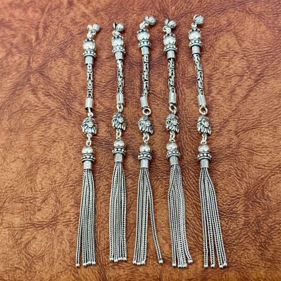 925 Sterling Silver Handmade Tasbih Tassel with Lion Detail