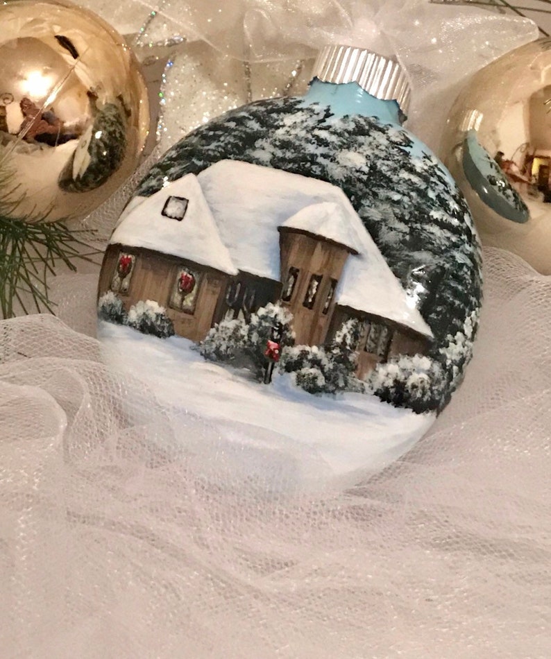 Custom Hand Painted Home Ornament, House Portrait, Custom Ornament image 3