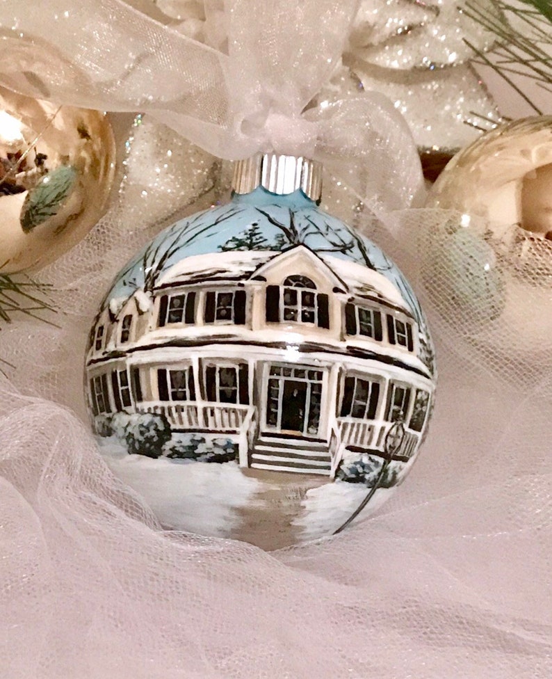 Custom Hand Painted Home Ornament, House Portrait, Custom Ornament image 6