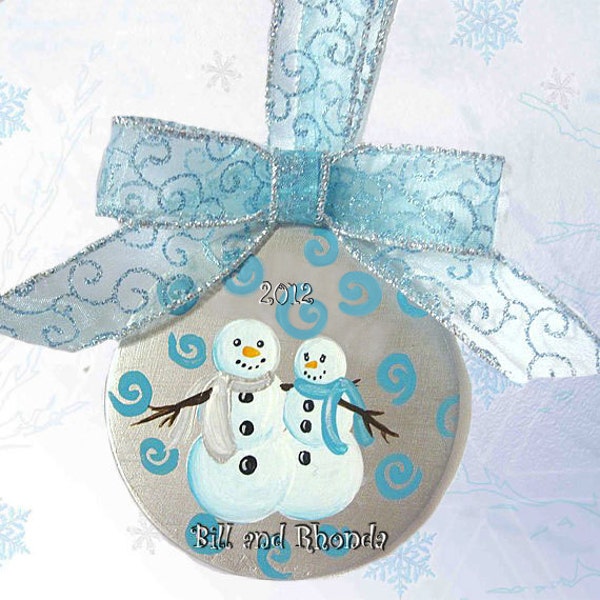Hand Painted Personalized Couple's Ceramic Ornament