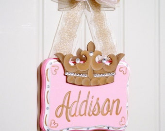 Girls Room Princess Sign Personalized Hand Painted