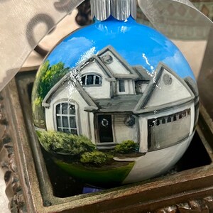 Custom Hand Painted Home Ornament, House Portrait, Custom Ornament image 1