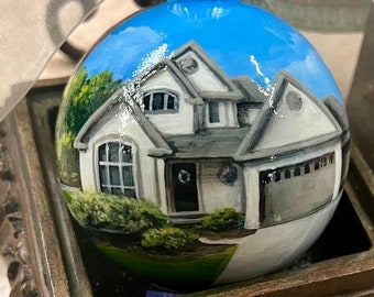 Custom Hand Painted Home Ornament, House Portrait, Custom Ornament
