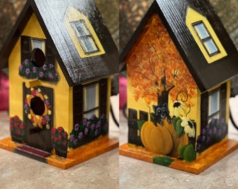 Autumn Hand Painted Birdhouse, Personalized