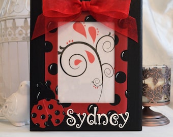 Hand Painted Ladybug Picture Frame