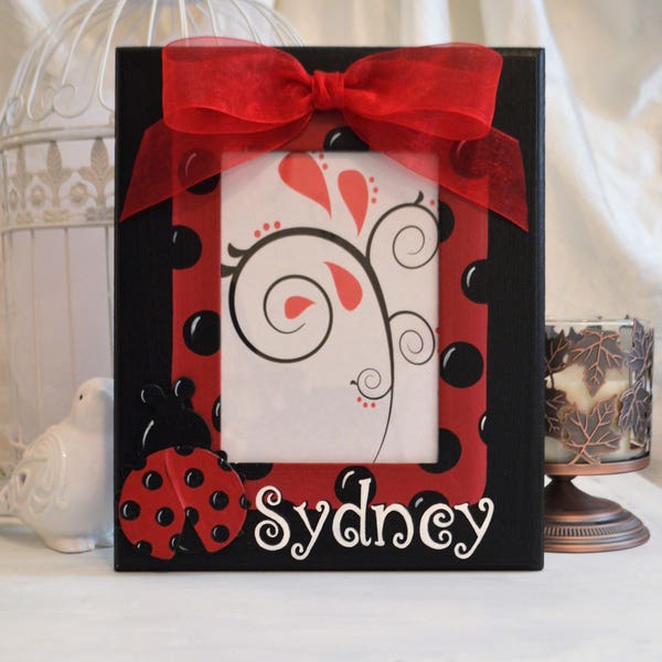 Hand Painted Ladybug Picture Frame