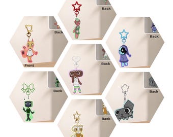 CLEARANCE dandy's world keychain, Cosmo, Sprout, Vee, Scraps, Teagan, Astro, Pebble keychain, acrylic keychain, game, roblox, accessories