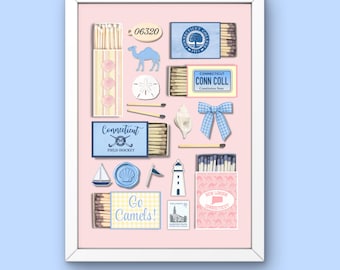 Custom College Matchbox Print: Dorm Wall Art Digital Download Grad Gift Dorm Decor