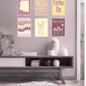 Arte de pared para dormitorio de ASU / Juego de 6 impresiones digitales / Decoración de la Universidad Estatal de Arizona / Paquete de pósteres de Tempe College / Descarga inmediata