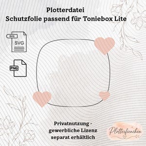 Plotterfil Toniebox Lite skyddsfilm | SVG | Digital fil | Exakt passande mall för skärning