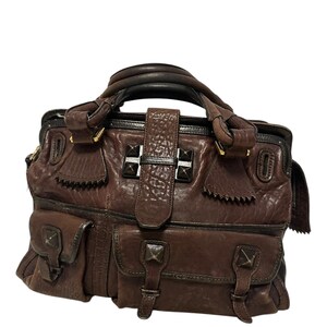 CHLOE クロエ Dark Brown Leather Large Mate Shoulder Bag Chloé - Faye Dark Brown Leather Small Day Bag | Mitchell Stores