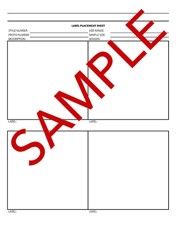 Tech Pack Label Placement Sheet Template Etsy
