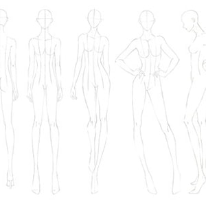 Fashion Sketchbook Drawing Template: almost 240 woman figures for sketching, Templates for 14 body positions