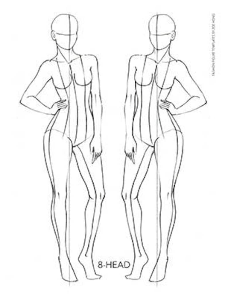 Female FASHION FIGURE TEMPLATES - Etsy