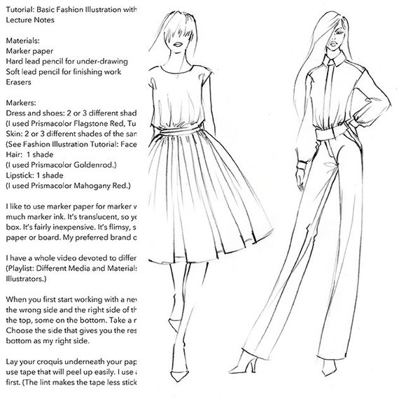 Practice Pack for tutorial Basic Fashion Illustration With Markers Video Etsy