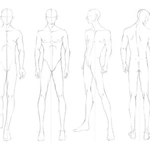 Fashion Figure Templates, Fashion Male Body Template, Drawing Template for  Clothing Designers 