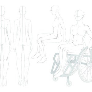 Wheelchair FASHION DESIGN CROQUIS Template Female