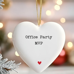 Heart-Shaped Ceramic Ornament Gift for Coworker - Secret Santa Gift - Office Christmas Party Gift