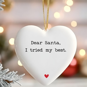 Heart-Shaped Ceramic Ornament Gift for Coworker - Secret Santa Gift - Office Christmas Party Gift