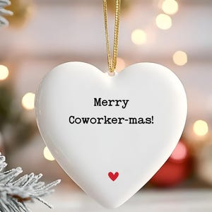Heart-Shaped Ceramic Ornament Gift for Coworker - Secret Santa Gift - Office Christmas Party Gift