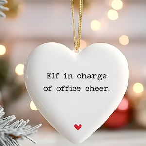 Heart-Shaped Ceramic Ornament Gift for Coworker - Secret Santa Gift - Office Christmas Party Gift