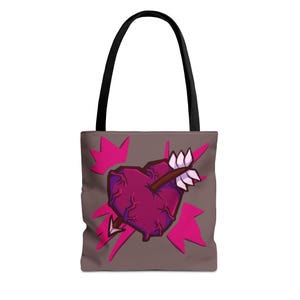 Gothic Heart with Arrow Tote Bag | Dark Romantic Heart Arrow Design
