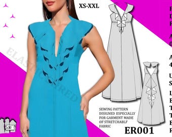 Resort Dress Sewing Pattern/ Jersey Coverup / XS-XXL/PDF Instant Download/Beginner Friendly