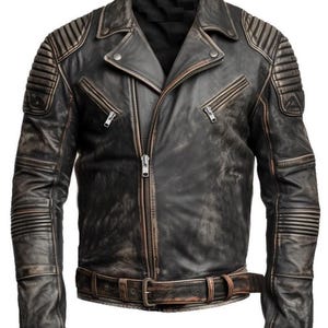 Men Biker Leather Jacket | Vintage Motorcycle Rider Quilted Men Biker Leather Jacket | Vintage Motorcycle Rider Quilted