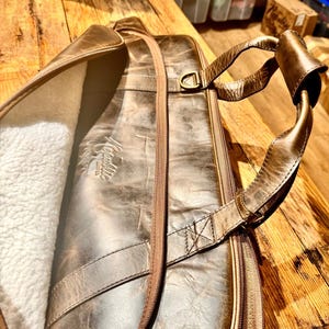 Premium Quality Tan Brown Real Buffalo Distressed Leather Shotgun Rifle padded Case Brand Initials Personalized Men’s Ladies Hunter Gift
