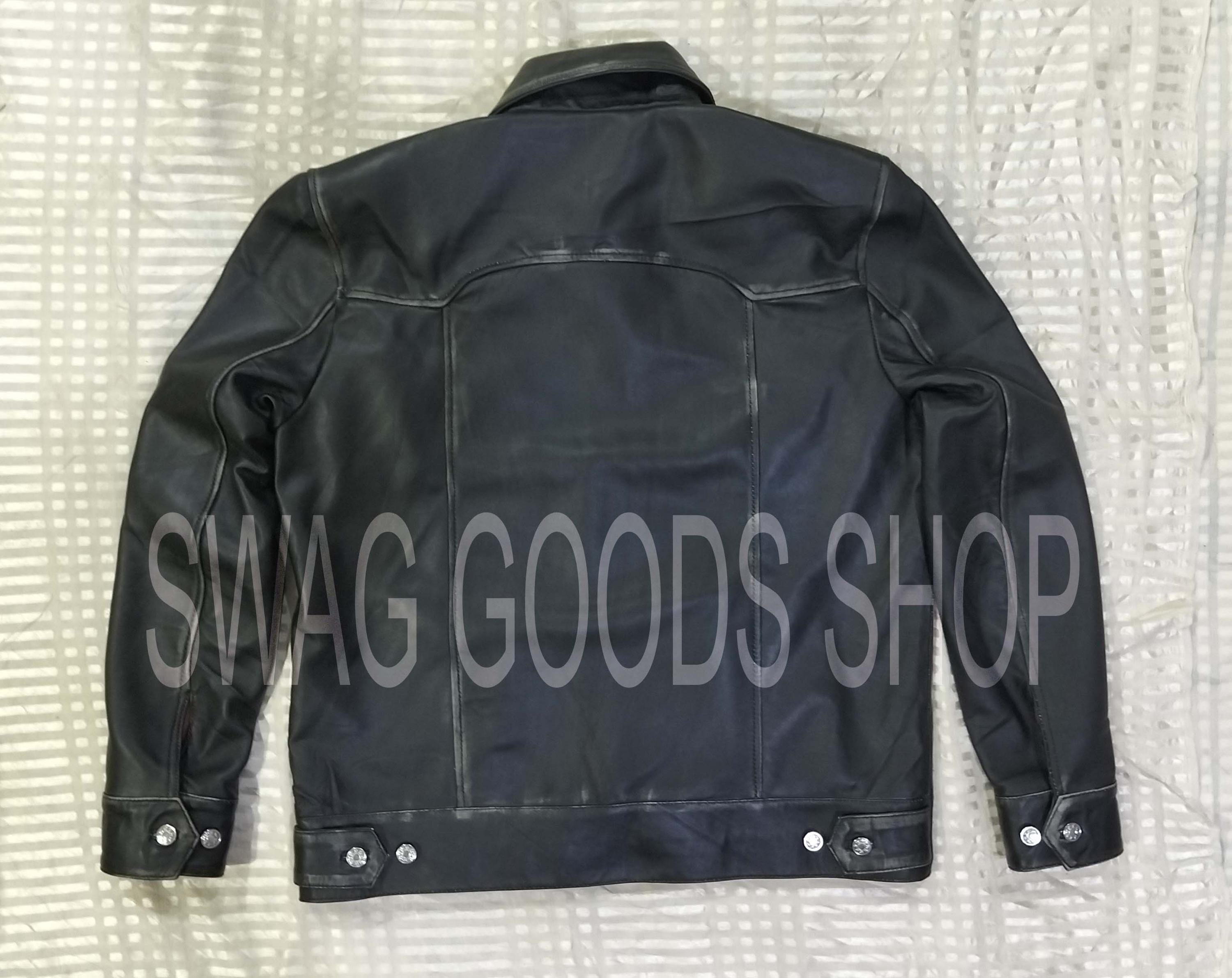 Giacca Da Camionista In Pelle Di Agnello Nera Da Uomo: Stile - Foto 5