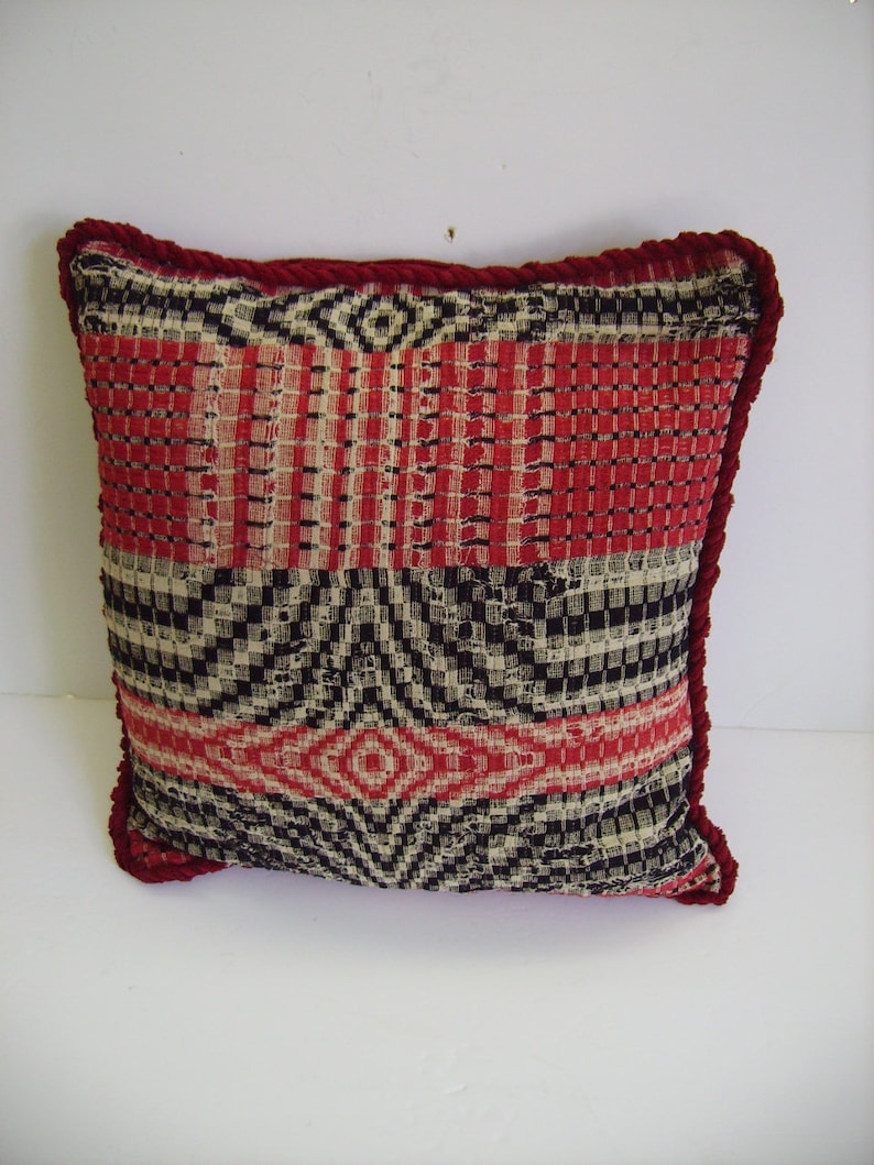 Antique 1800's Woven Jacquard Coverlet Pillow/antique Etsy