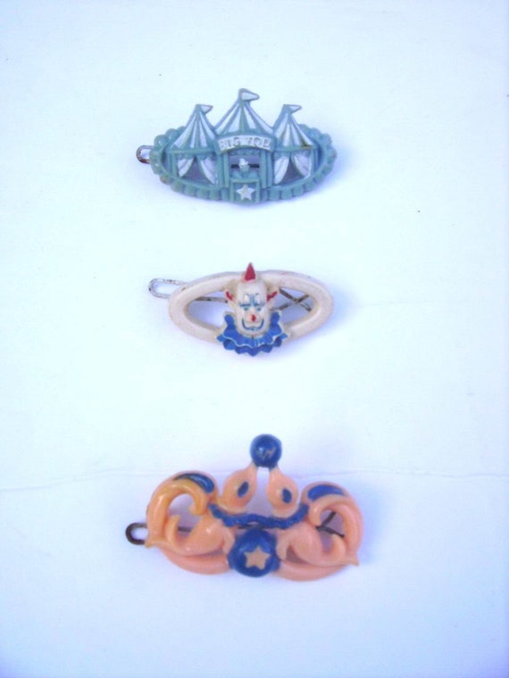 Vintage 1940's-50's Child Hair Clip Barrettes (3)