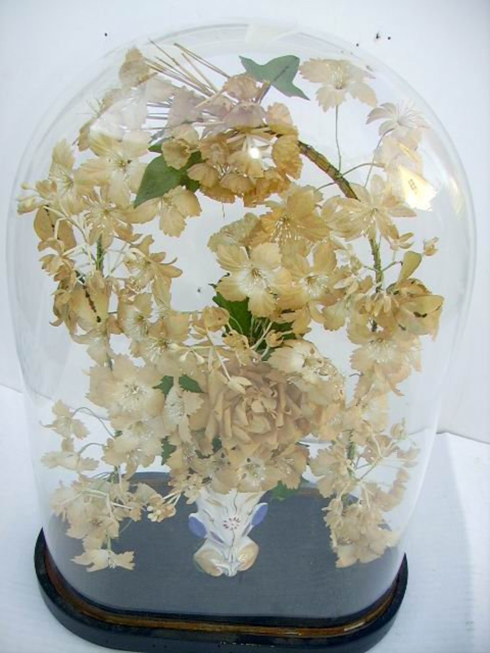 Antique Victorian French Glass Dome with Fabric Flowers Etsy