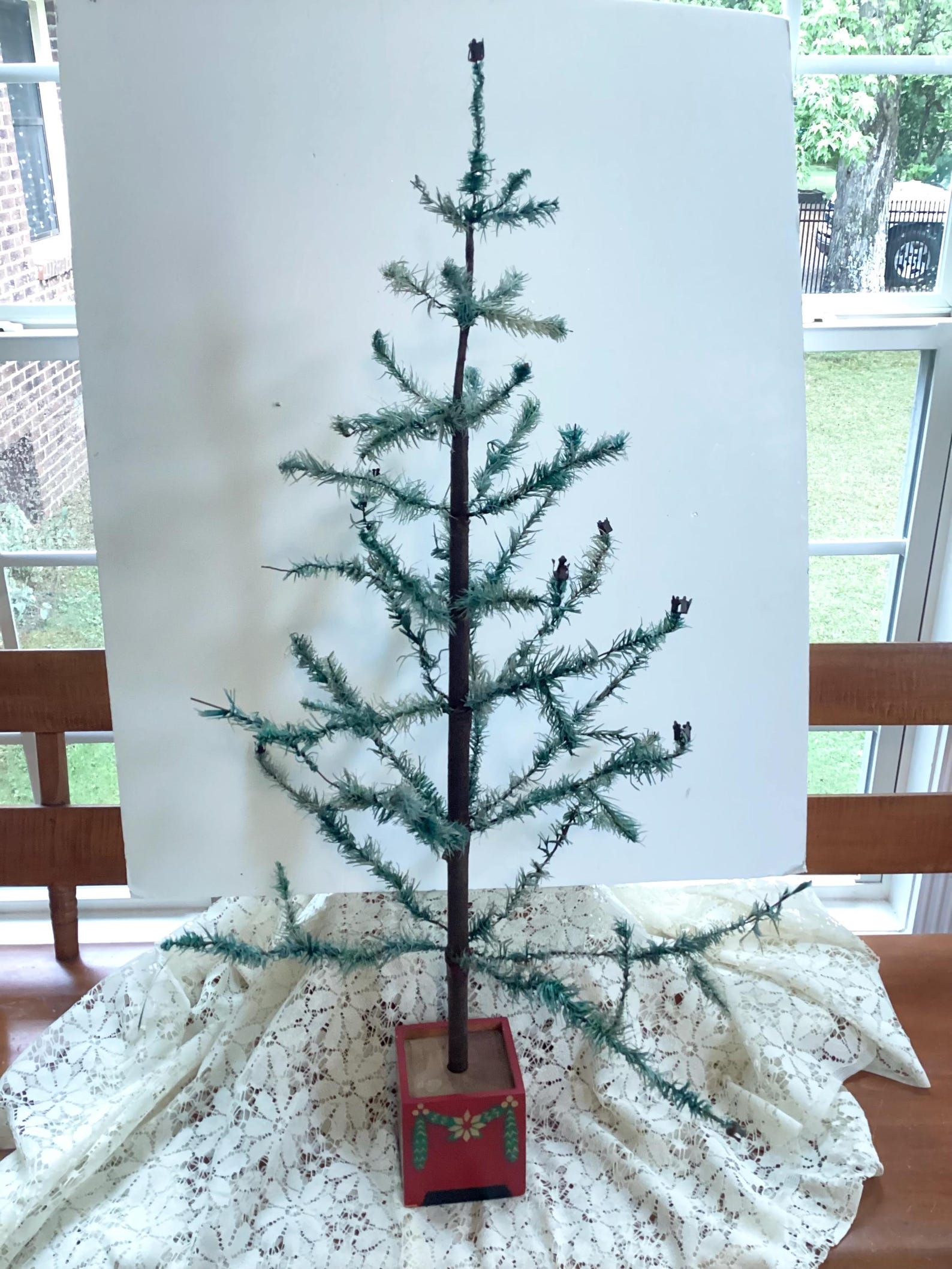 Antique 1930's German Goose Feather Tree 42” Tall/Not a Repro