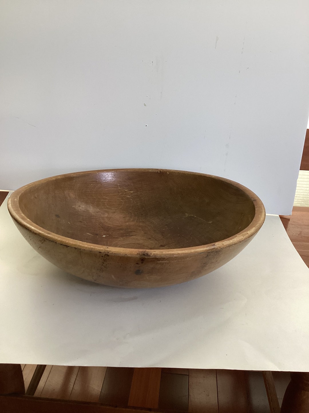 Huge Early Antique Vintage Primitive Large Wooden Dough Bowl/turned ...