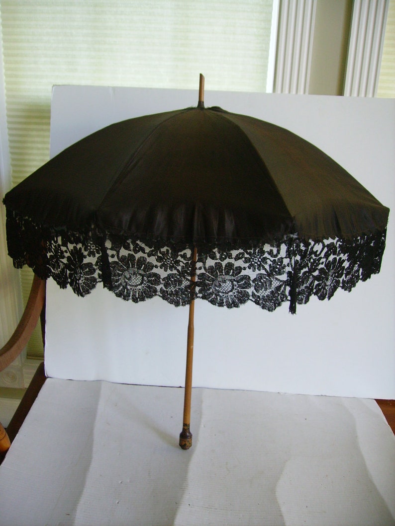 ON SALE Antique Victorian Mourning Parasol Umbrella/Silk and Etsy